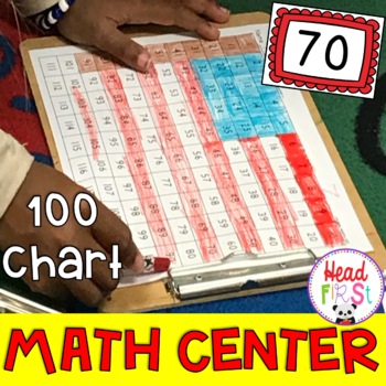 Preview of American Flag Hundreds Chart Picture Math Center Presidents Day