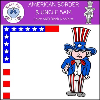 Preview of American Flag Border & Uncle Sam Clip Art FREEBIE