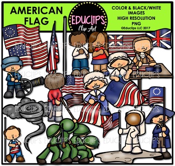 Preview of American Flag Clip Art Bundle {Educlips Clipart}