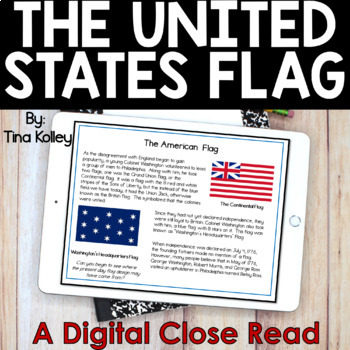 Preview of American Flag Close Read - DIGITAL - for Distance Learning