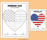 American Flag Color By Number Math Picture Memorial Day 4 