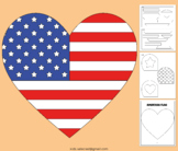 American Flag Craft Heart Template Memorial Day Activities