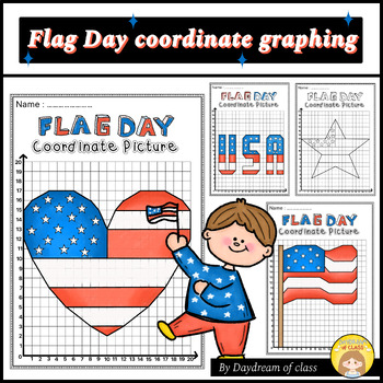 Preview of American Flag Day Math Activities Coordinate Graphing Mystery Picture