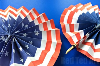 American Flag Fans Paper Craft For Memorial Day Flag Day 4th July
