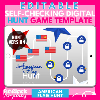 Preview of American Flag Google Slides PowerPoint Digital HUNT Game Template