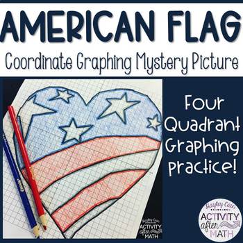 Preview of USA American Flag Heart Coordinate Graphing Picture