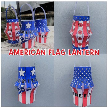 Preview of American Flag Lantern Craft | Flag Day Activities | Memorial Day, 4th July