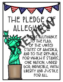American Flag with the Pledge of Allegiance Poster 2 Sizes Available 