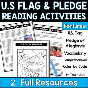 Preview of American Flag & Pledge of Allegiance Reading Comprehension Craft US Flag History