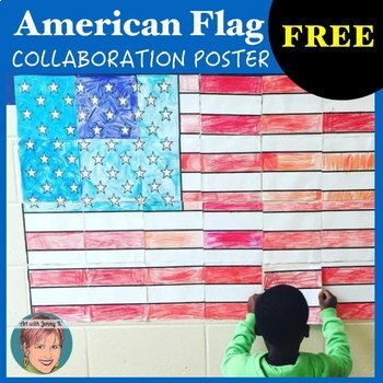 Preview of FREE American Flag Classroom Collaboration Poster | Fun Project for Memorial Day