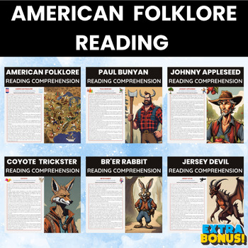 Preview of American Folklore Reading Comprehension Bundle | US Folklore History and Culture