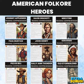 Preview of American Folkore Heroes Reading Comprehension | American Folklore Legends