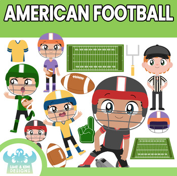 Preview of American Football - Boys Clipart (Lime and Kiwi Designs)