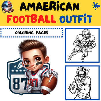 Preview of American Football Outfit - Colloring Pages Challenge - Touchdown - 30 P