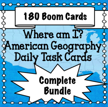 Preview of American Geography Boom Card Bundle States Capitals Landmarks More!