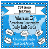 American Geography Task Card Set -200 Cards! Fun for Onlin