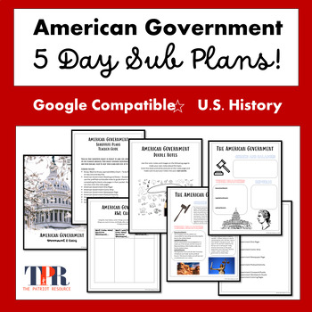 Preview of American Government No Prep Five Day Sub Plans (Google)