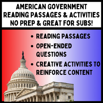 Preview of American Government Reading Passages, Questions, and Activities