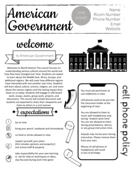 Preview of American Government Syllabus - Completely Editable now in Google slides