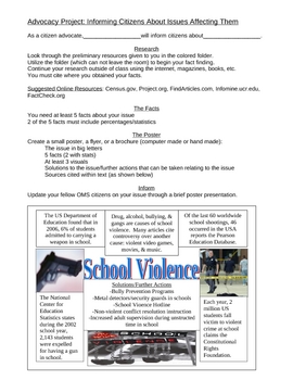 Preview of American, Government, and Social Issues / Problems Project worksheet