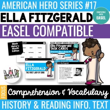 Preview of American Hero Series #17 PRINTABLE or EASEL Task Cards: Ella Fitzgerald