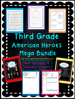 Preview of American Heroes 3rd Grade Social Studies Mega Bundle