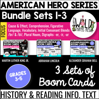 Preview of American Hero Series: Reading Informational Text Mini BOOM Cards BUNDLE