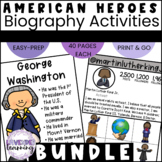 American Heroes Biography Activities Bundle - Washington, 