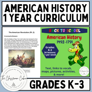 Preview of American History 1 Year Curriculum - 34 lessons PLUS Activity Books Grades K-3