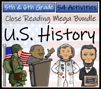 Preview of American History Close Reading Comprehension Activity Bundle | 5th & 6th Grade