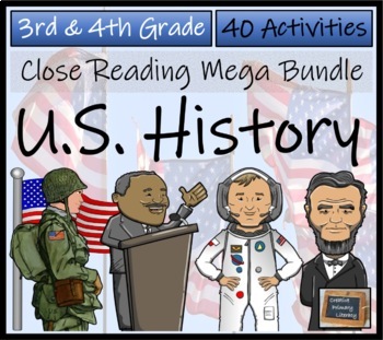 Preview of American History Close Reading Comprehension Bundle | 3rd Grade & 4th Grade
