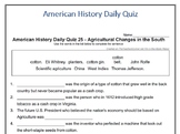 American History Daily Quiz 25 - Agricultural Changes in t