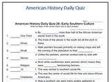 American History Daily Quiz 26 - Early Southern Culture - 