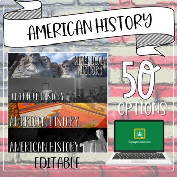 Preview of American History Editable Google Classroom Banners/Headers