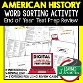 American History Word Sort Review Activity, Back To School