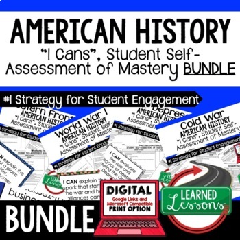 Preview of American History I Cans Student Self Assessment of Mastery BUNDLE