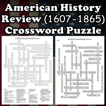 American History Important People Crossword by Mr Tillman s Social Studies