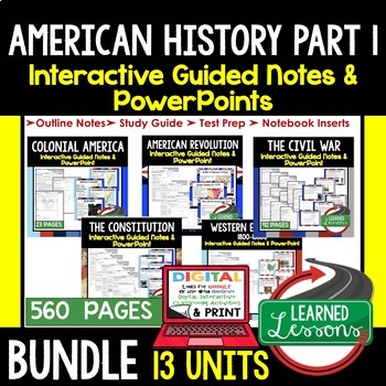 Preview of American History Guided Notes and PowerPoints BUNDLE, Google