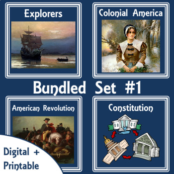 Preview of American History Digital Unit-Printable Lapbooks Bundled #1 | Distance Learning