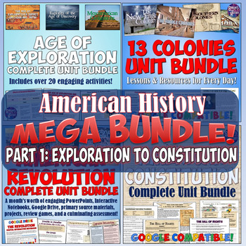 Preview of American History MEGA Bundle Part 1: Exploration to Constitution