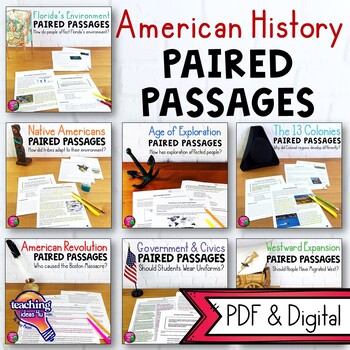 Preview of American History Paired Reading Passages BUNDLE: Informational & Opinion Writing