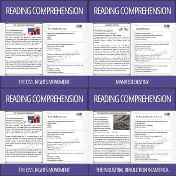 Preview of American History - Reading Comprehension Activity BUNDLE
