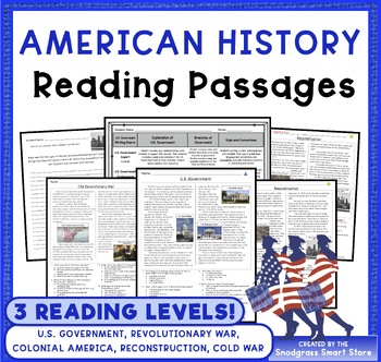 Preview of American History: Reading Comprehension Passages and Questions 