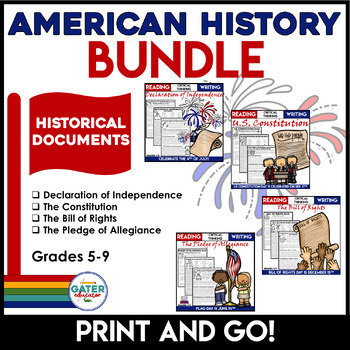 Preview of American History Reading Comprehension US History Word Search & Writing Prompts