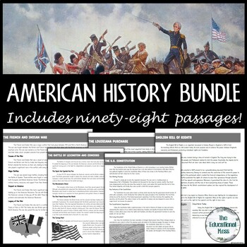 Preview of American History, Social Studies Passages 3rd-5th (Ninety-Eight Passages!)