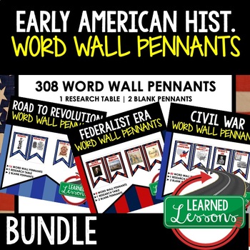Preview of American History Word Wall 308 Pennants (US History Word Wall BUNDLE)