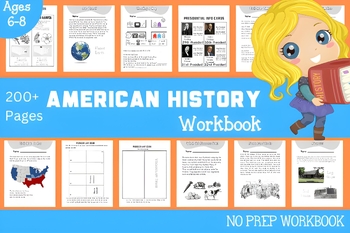 Preview of American History Workbook for Ages 6-8, 1st Grade Worksheets & Teaching Material