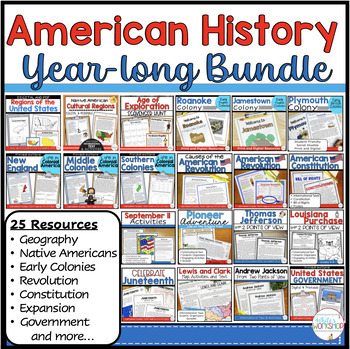 Preview of US History Curriculum Year Long Bundle