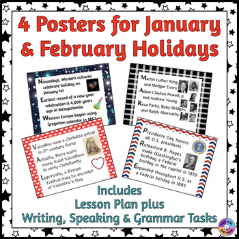 American Holiday Posters for January & February in Acrostic Poem Format