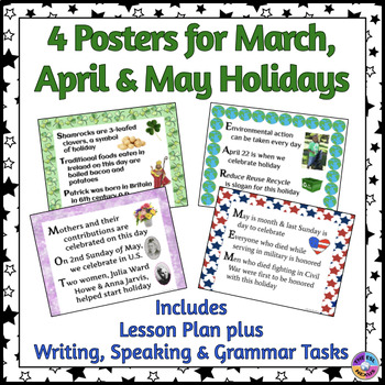 American Holiday Posters for March, April & May in Acrostic Poem Format